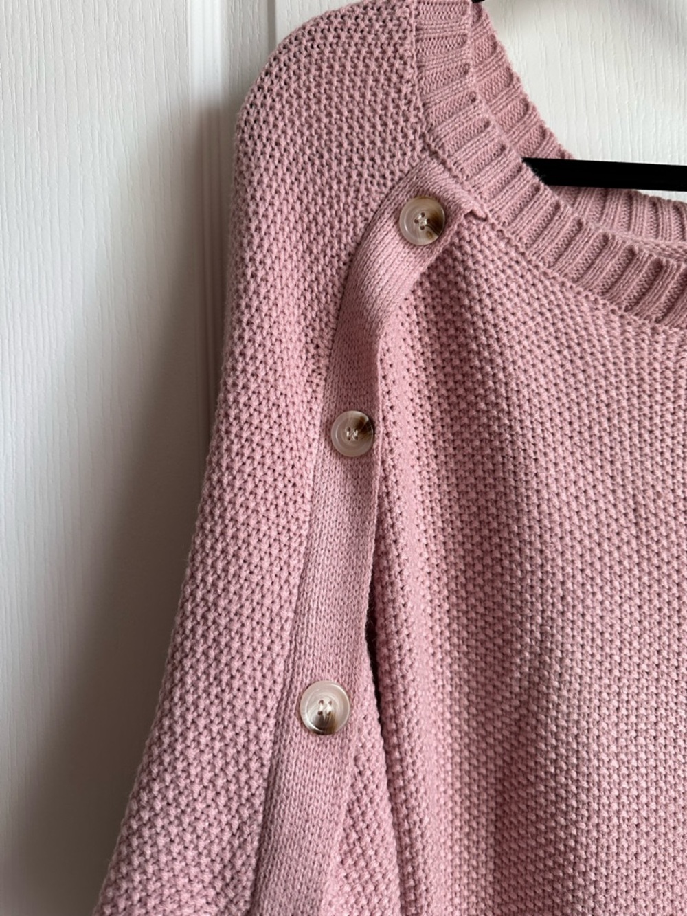 BloomChic Dusty Pink Button-Trim Crewneck Sweater - Picture 2 of 6